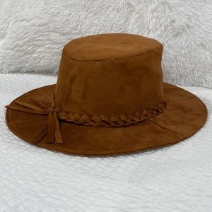 Steve Madden boho faux suede hat tobacco brown